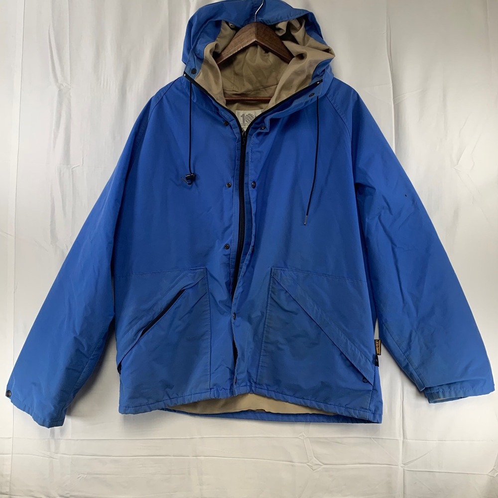 10x Gore-Tex Rain Jacket Mens Large Regular Blue Vintage Hooded Shell USA Made